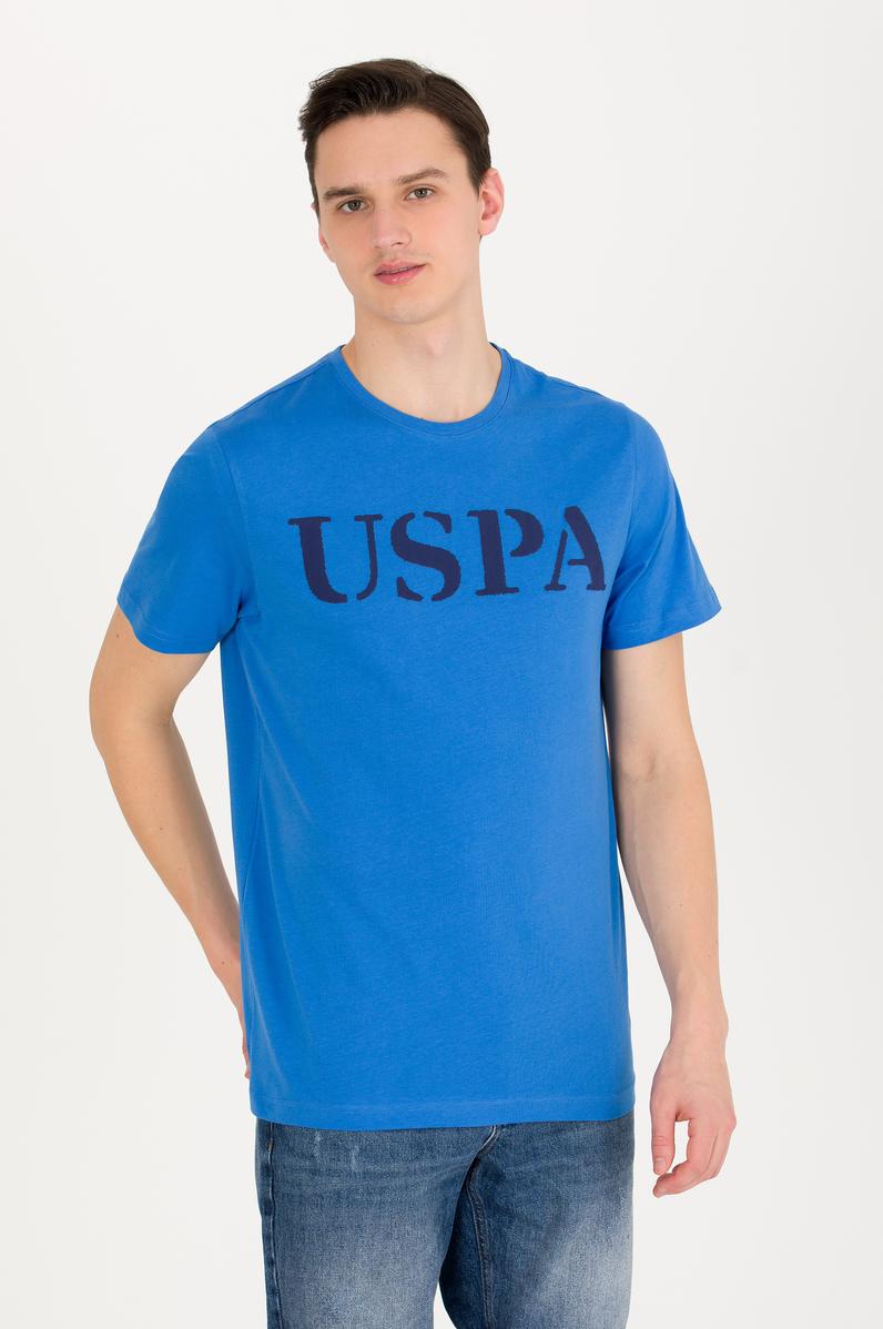 Erkek Saks Basic Bisiklet Yaka Tişört