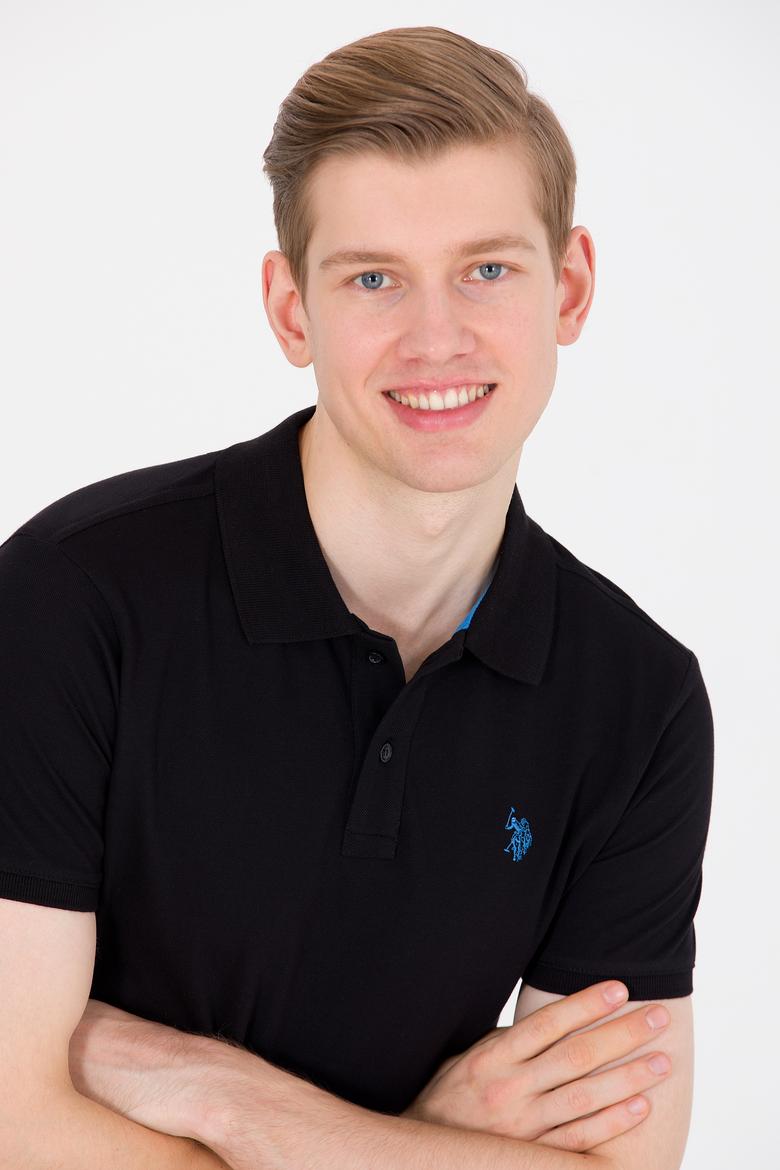 Erkek Siyah Basic Polo Yaka Tişört