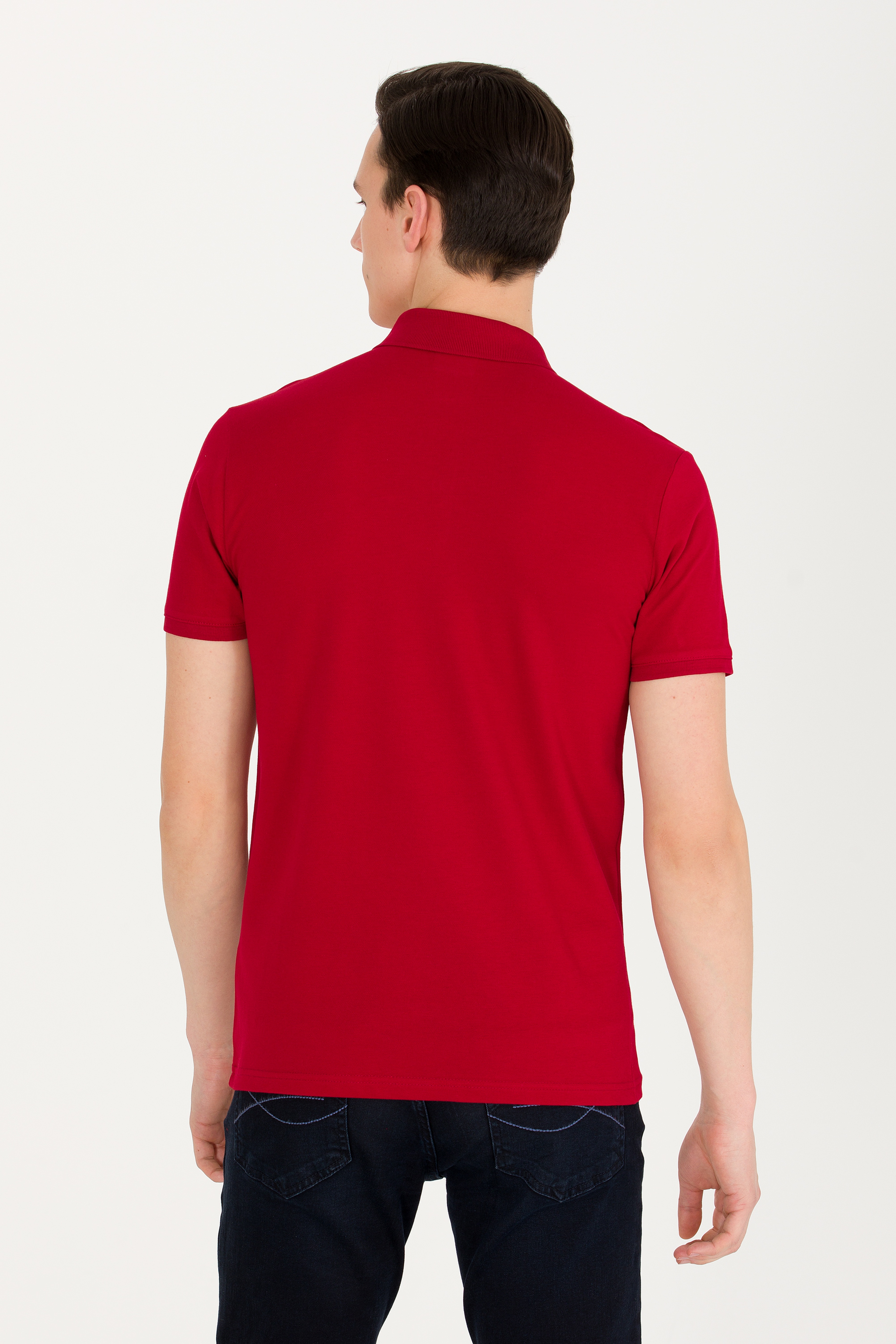 Erkek Bordo Basic Polo Yaka Tişört - Image 5