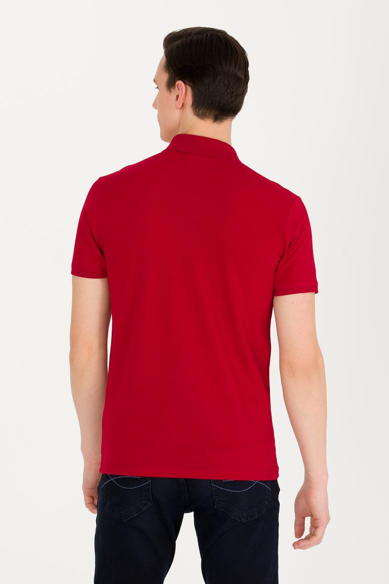 Erkek Bordo Basic Polo Yaka Tişört - 50262933193