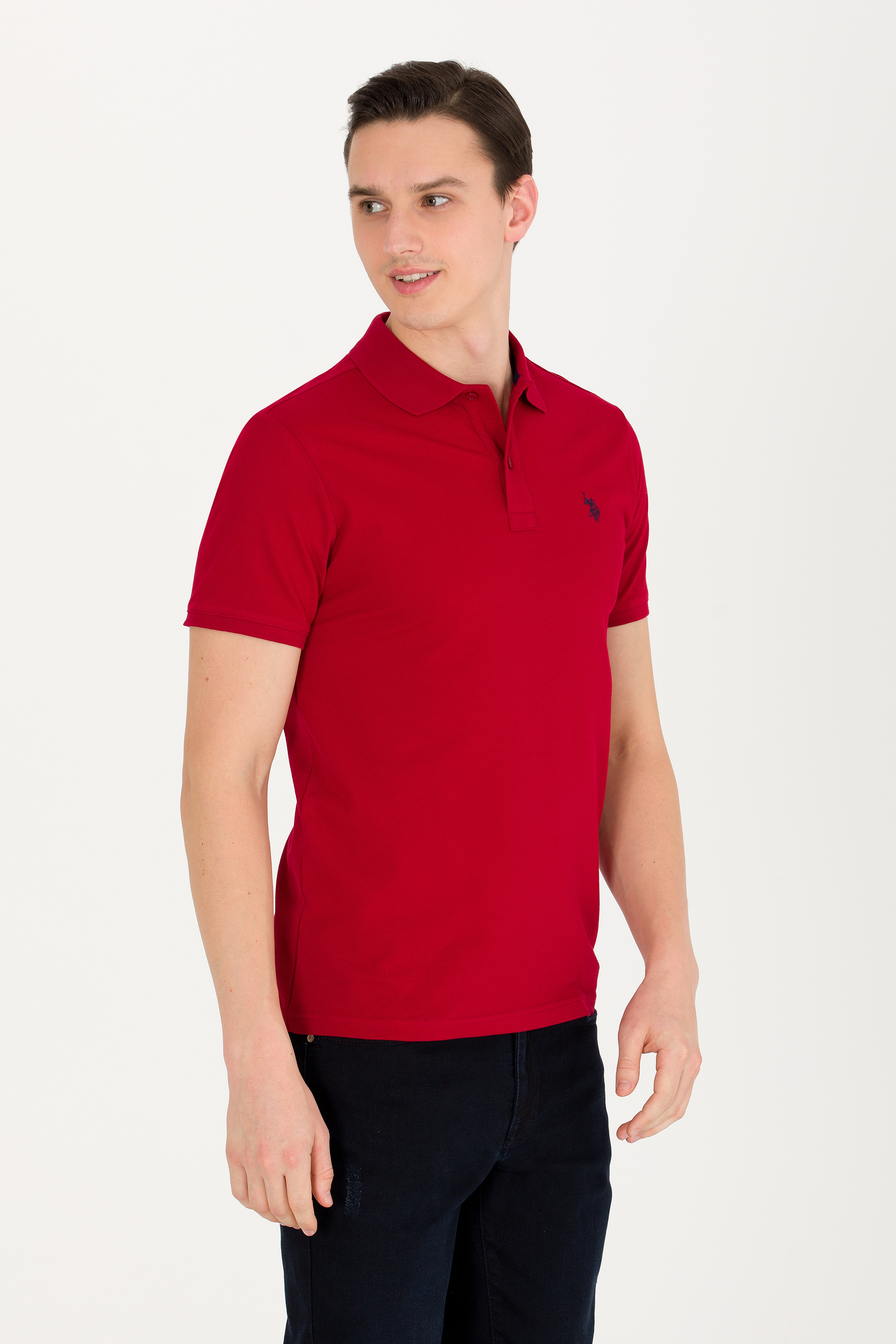 Erkek Bordo Basic Polo Yaka Tişört - Image 3