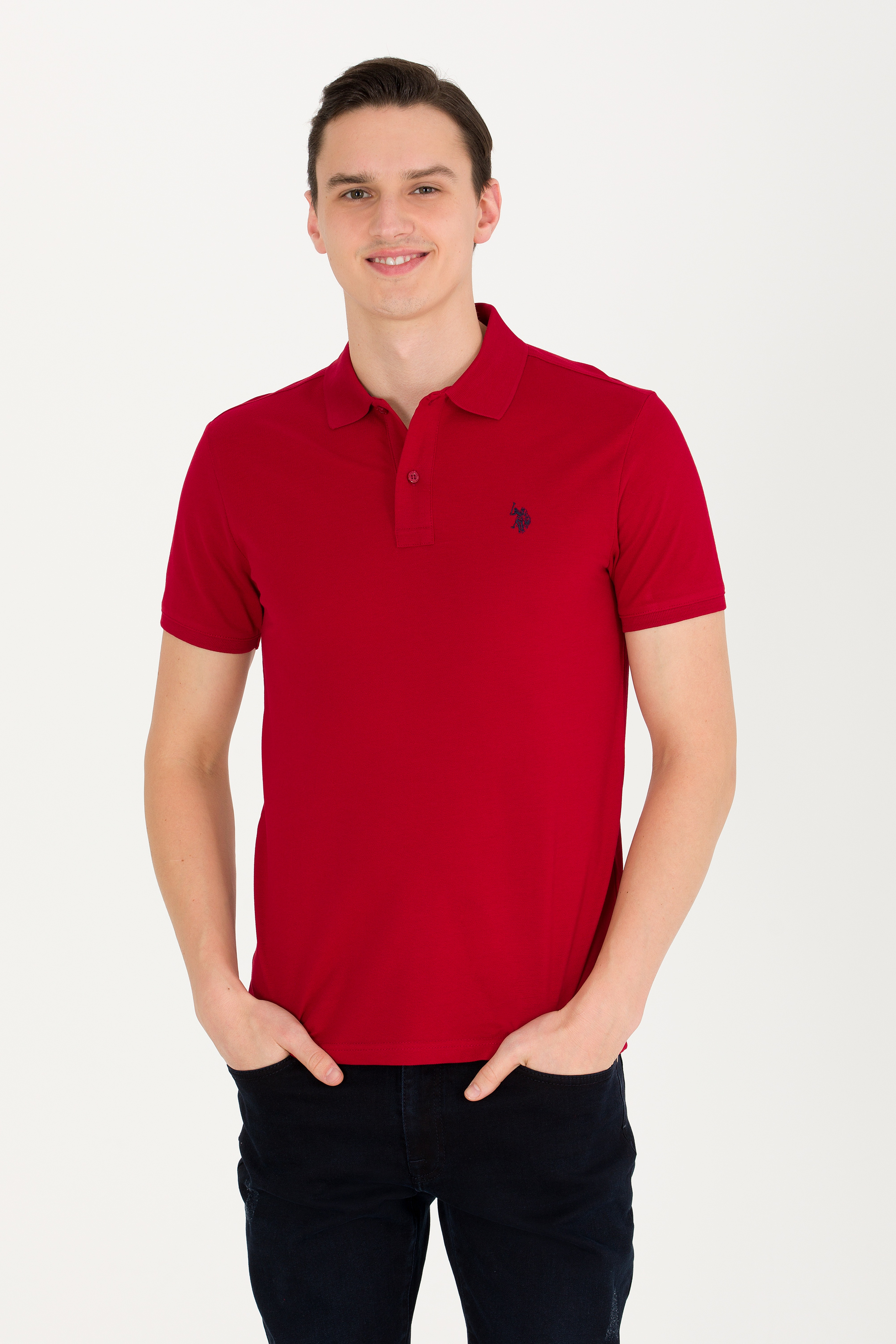 Erkek Bordo Basic Polo Yaka Tişört - Image 1