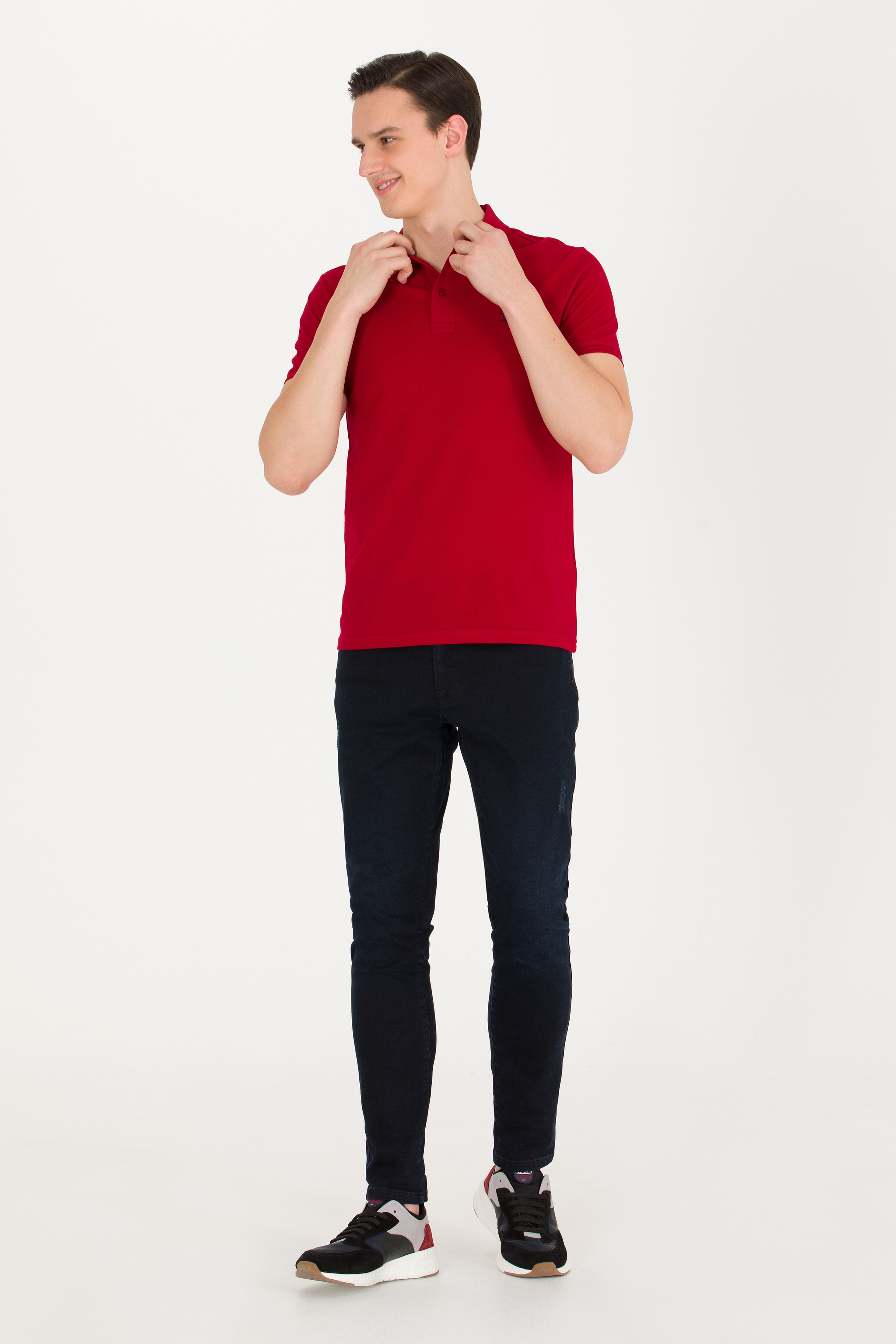 Erkek Bordo Basic Polo Yaka Tişört
