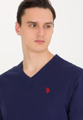 Erkek Lacivert Basic V Yaka Tişört - 50263203036