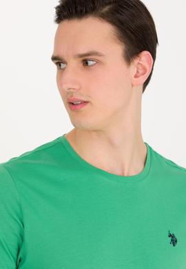 Erkek Yeşil Basic Bisiklet Yaka Tişört - 50263026076