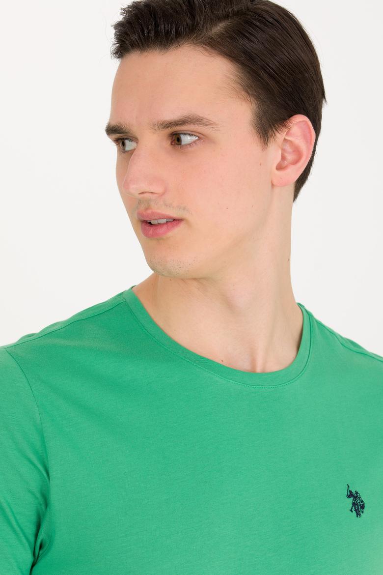 Erkek Yeşil Basic Bisiklet Yaka Tişört - 50263026076