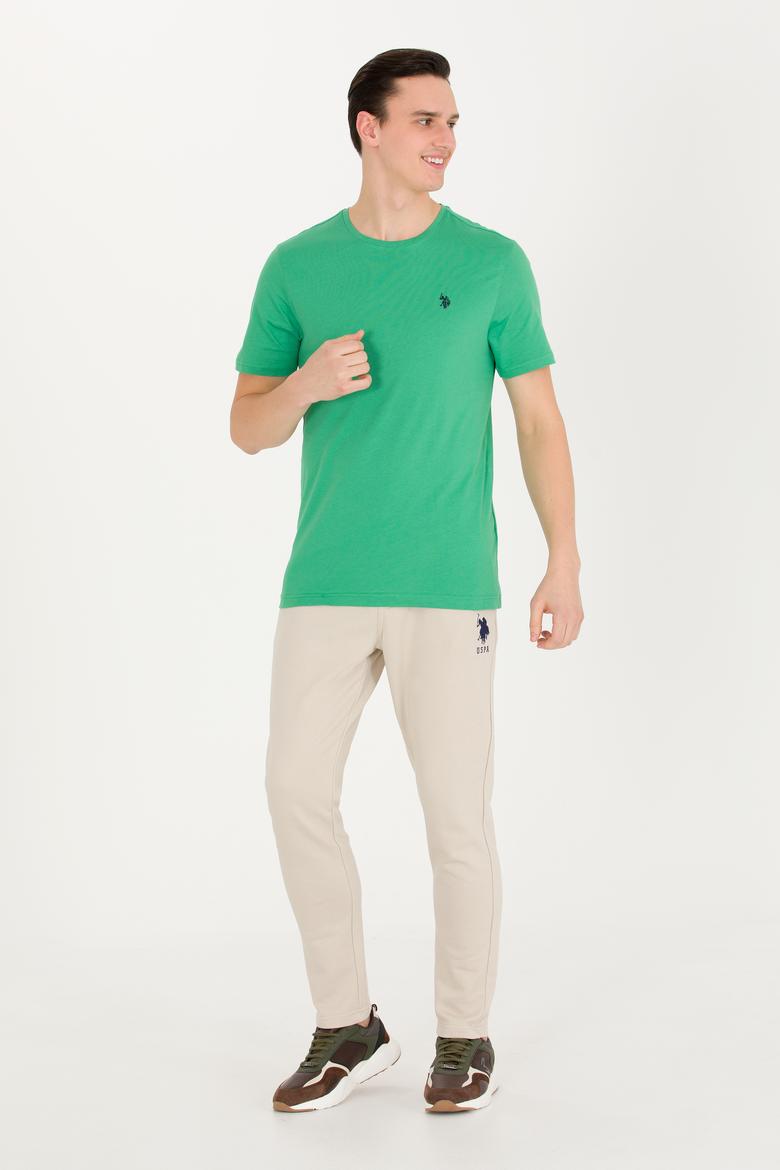 Erkek Yeşil Basic Bisiklet Yaka Tişört - 50263026076