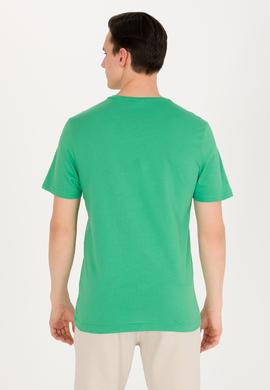 Erkek Yeşil Basic Bisiklet Yaka Tişört - 50263026076