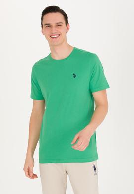 Erkek Yeşil Basic Bisiklet Yaka Tişört - 50263026076