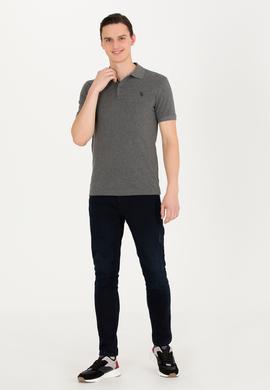 Erkek Antrasit Melanj Basic Polo Yaka Tişört - 50262933141