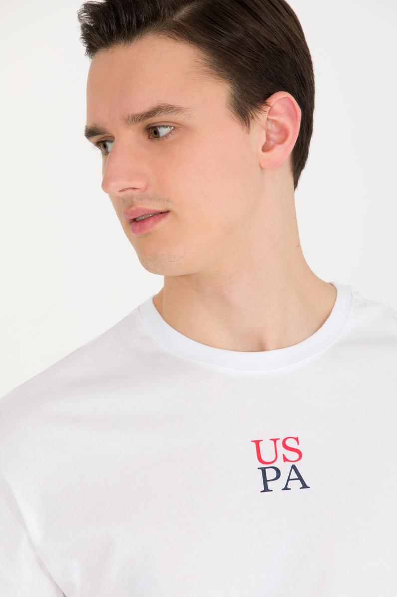 Erkek Beyaz Bisiklet Yaka T-Shirt