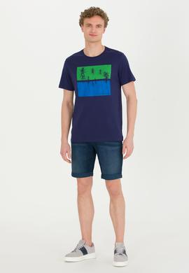 Erkek Lacivert Bisiklet Yaka Tişört - 50264934017