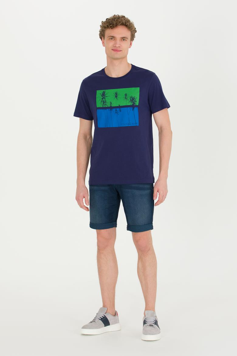 Erkek Lacivert Bisiklet Yaka Tişört - 50264934017