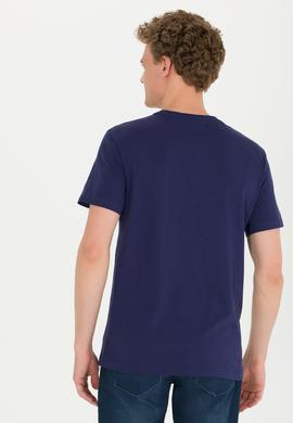 Erkek Lacivert Bisiklet Yaka Tişört - 50264934017