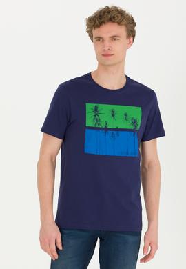 Erkek Lacivert Bisiklet Yaka Tişört - 50264934017