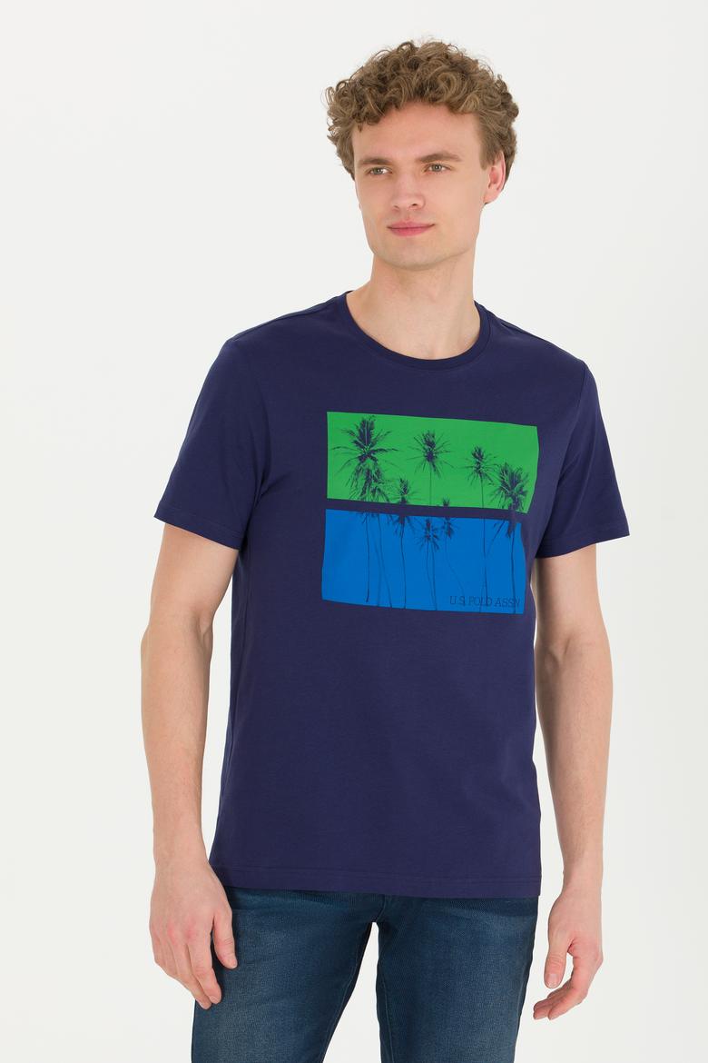 Erkek Lacivert Bisiklet Yaka Tişört - 50264934017