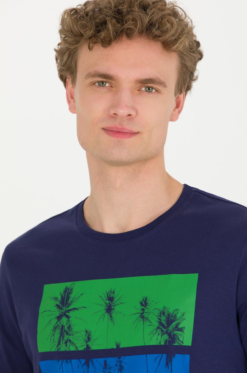 Erkek Lacivert Bisiklet Yaka Tişört