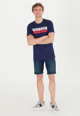 Erkek Lacivert Bisiklet Yaka Tişört - 50264954031