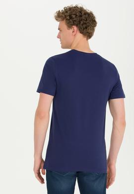 Erkek Lacivert Bisiklet Yaka Tişört - 50264954031