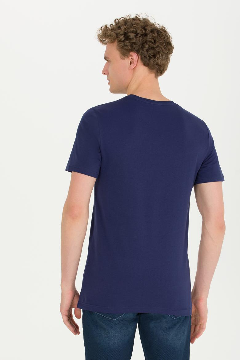 Erkek Lacivert Bisiklet Yaka Tişört - 50264954031