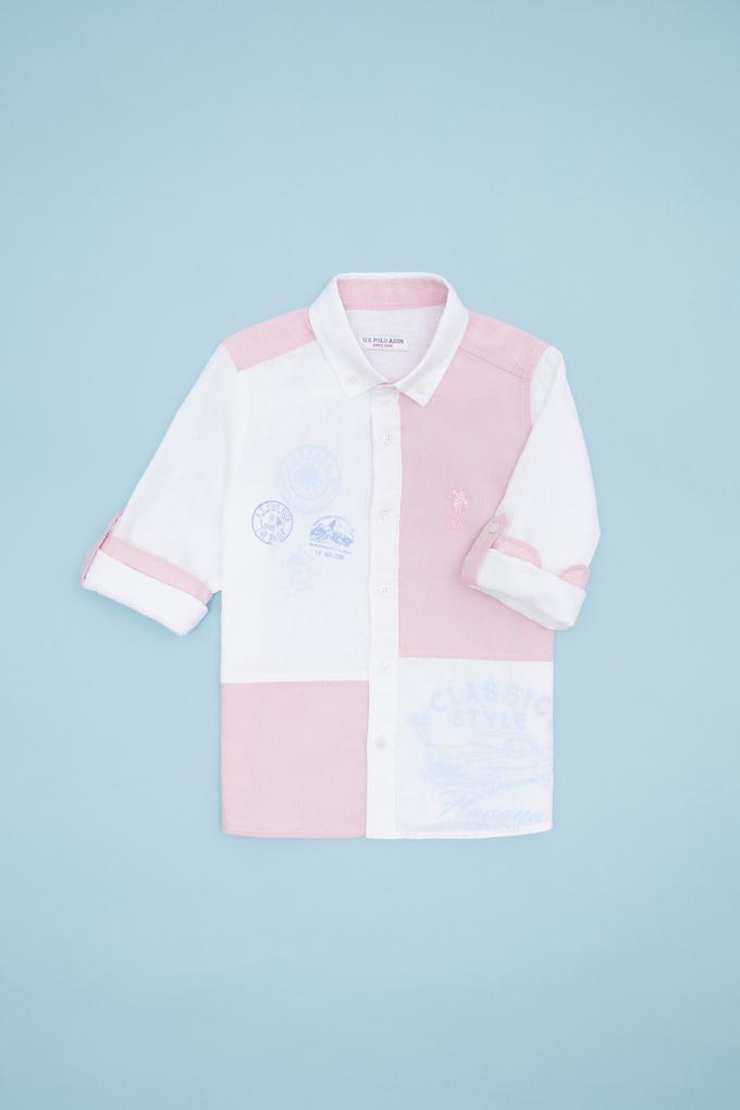 Erkek Çocuk Pudra Uzun Kollu Gömlek