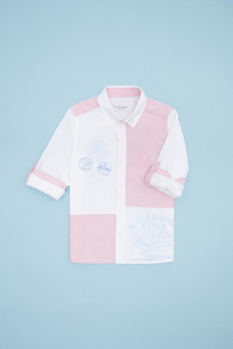 Erkek Çocuk Pudra Uzun Kollu Gömlek