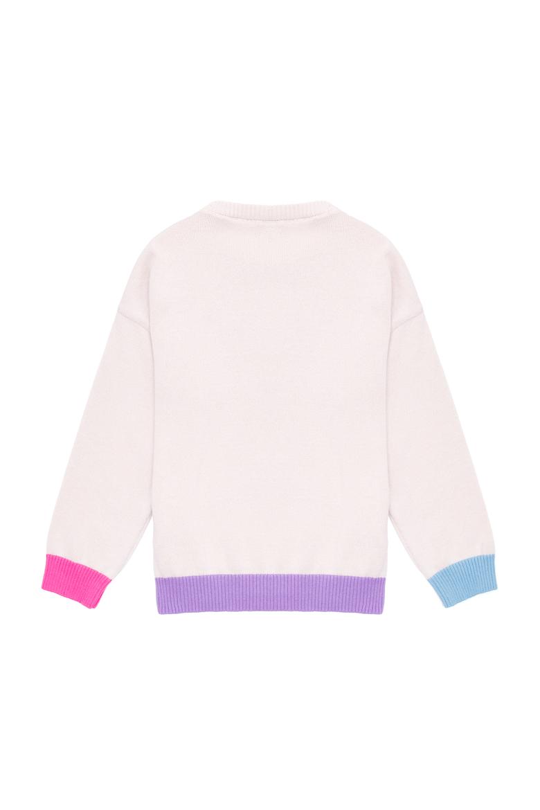 Kız Çocuk Krem Bisiklet Yaka Kazak - 50256705013