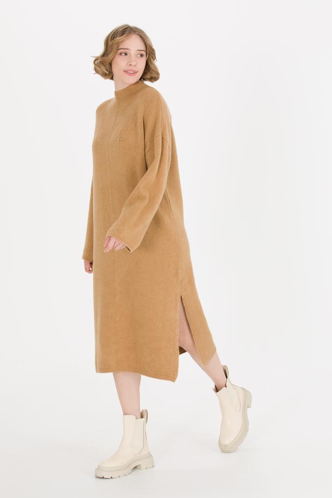 Kadın Camel Melanj Triko Elbise