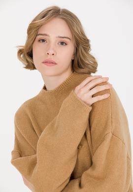 Kadın Camel Melanj Triko Elbise - 50253943003