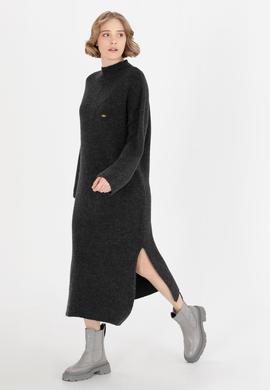 Kadın Antrasit Melanj Triko Elbise - 50253943011