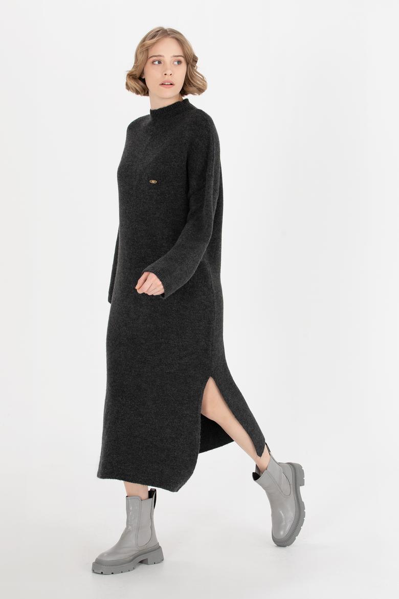 Kadın Antrasit Melanj Triko Elbise - 50253943011