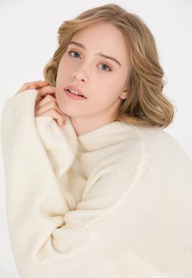 Kadın Krem Melanj Triko Elbise - 50253943020