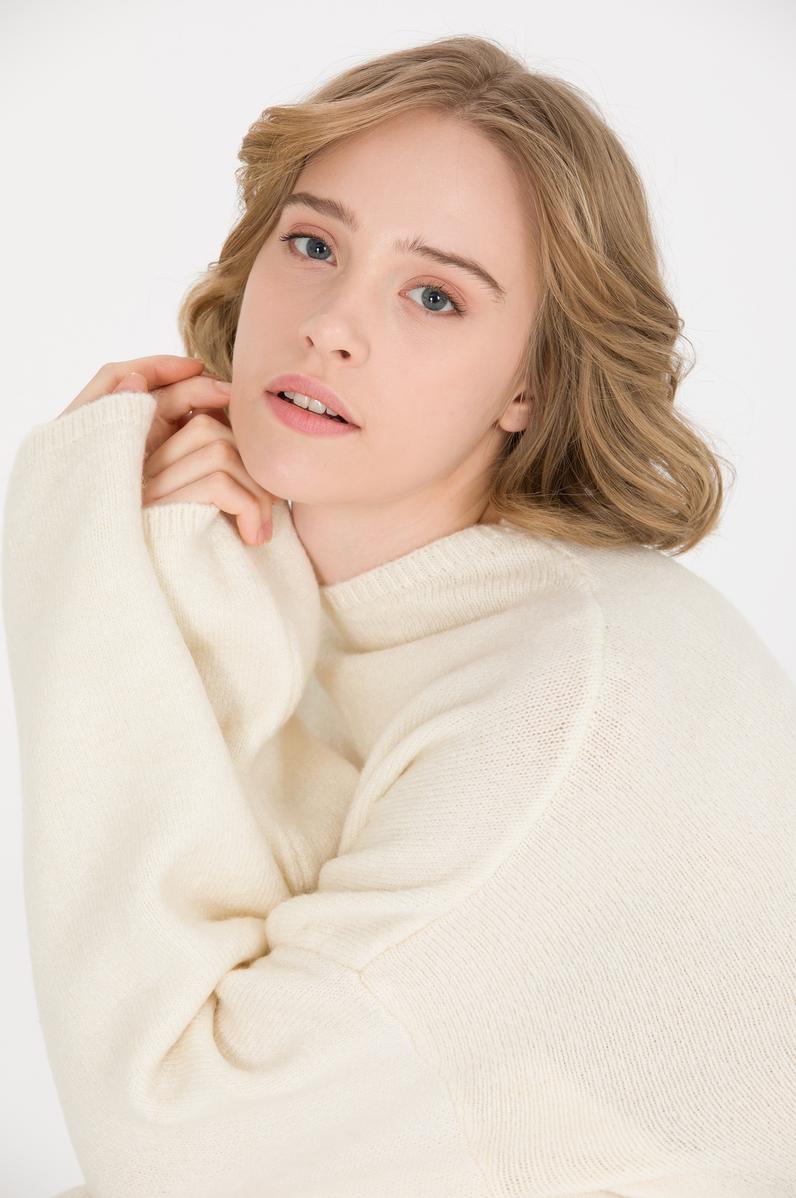 Kadın Krem Melanj Triko Elbise