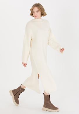 Kadın Krem Melanj Triko Elbise - 50253943020