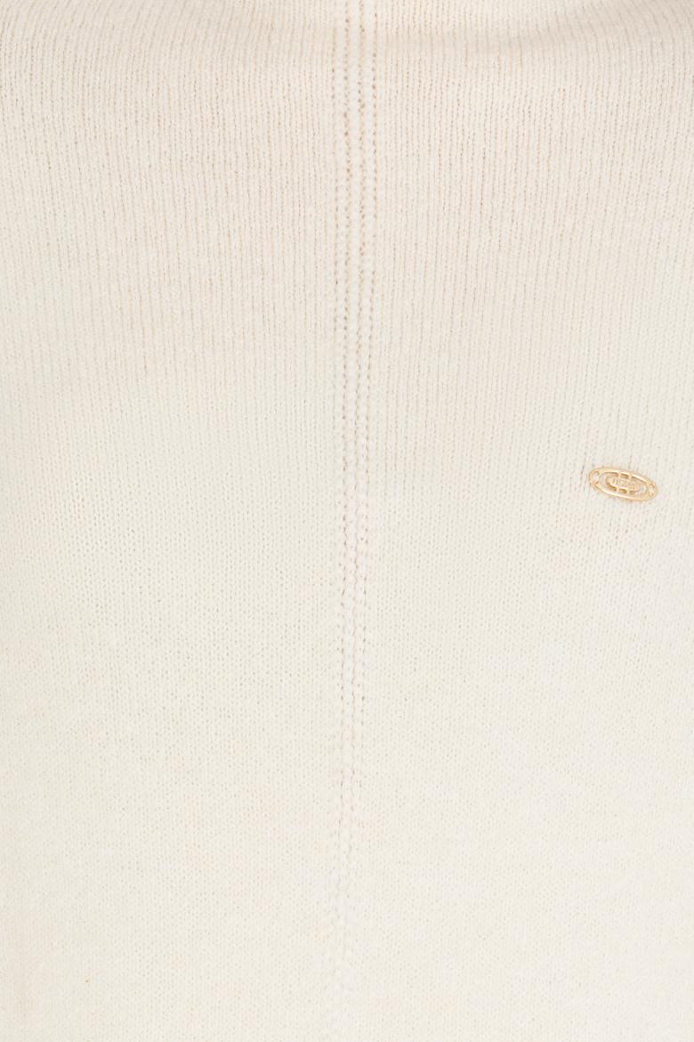 Kadın Krem Melanj Triko Elbise - 50253943020