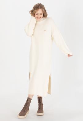 Kadın Krem Melanj Triko Elbise - 50253943020