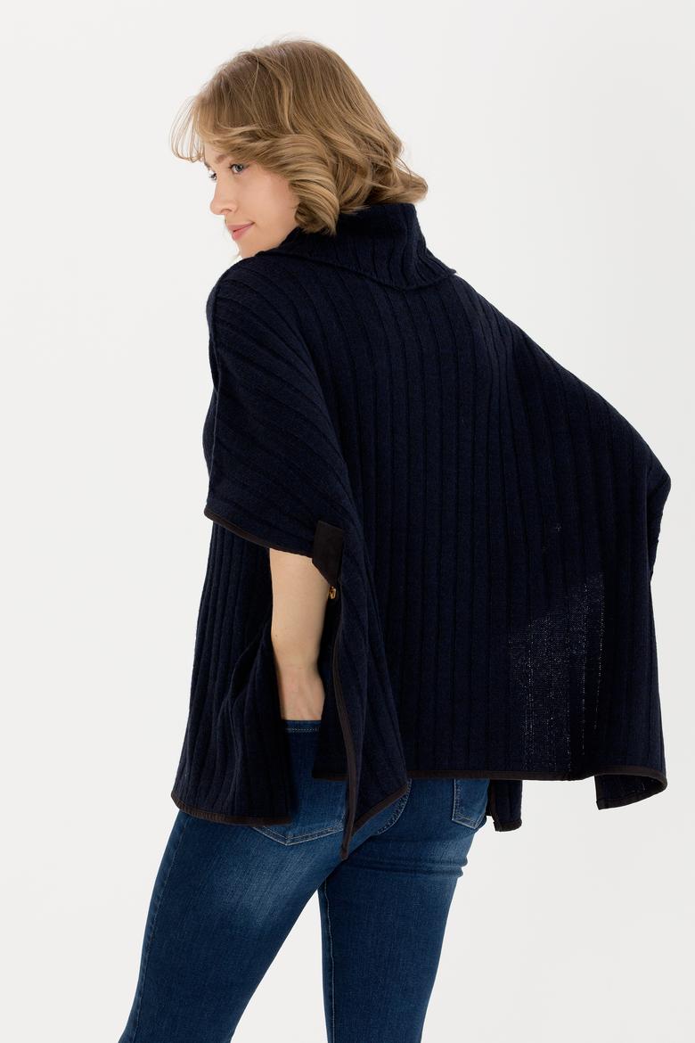 Kadın Lacivert Triko Panço - 50253219007