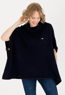 Kadın Lacivert Triko Panço - 50253219007