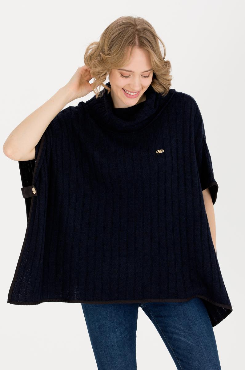 Kadın Lacivert Triko Panço