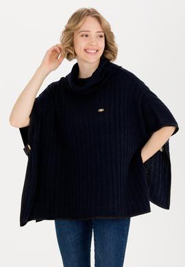 Kadın Lacivert Triko Panço - 50253219007