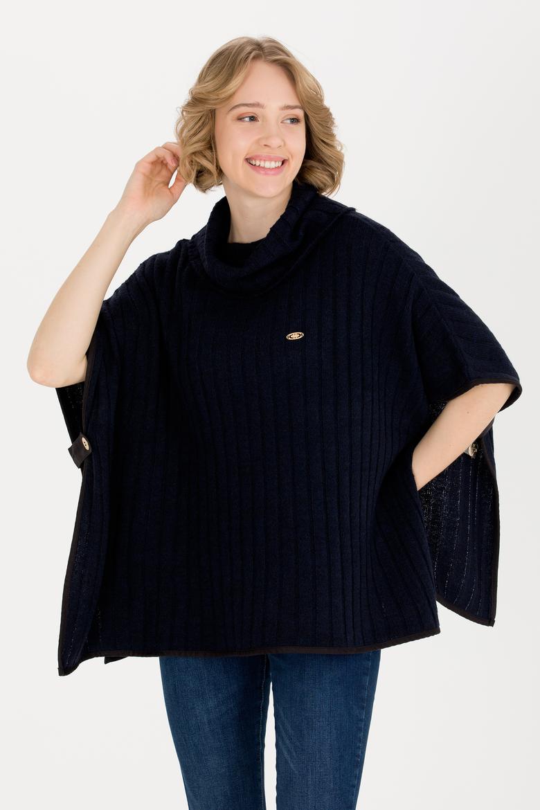 Kadın Lacivert Triko Panço - 50253219007