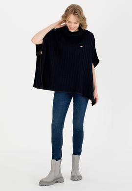 Kadın Lacivert Triko Panço - 50253219007