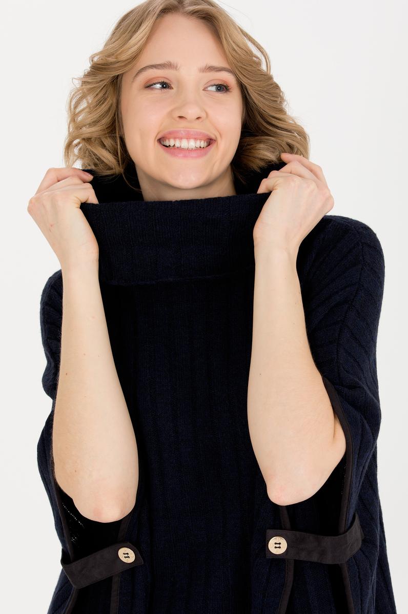 Kadın Lacivert Triko Panço