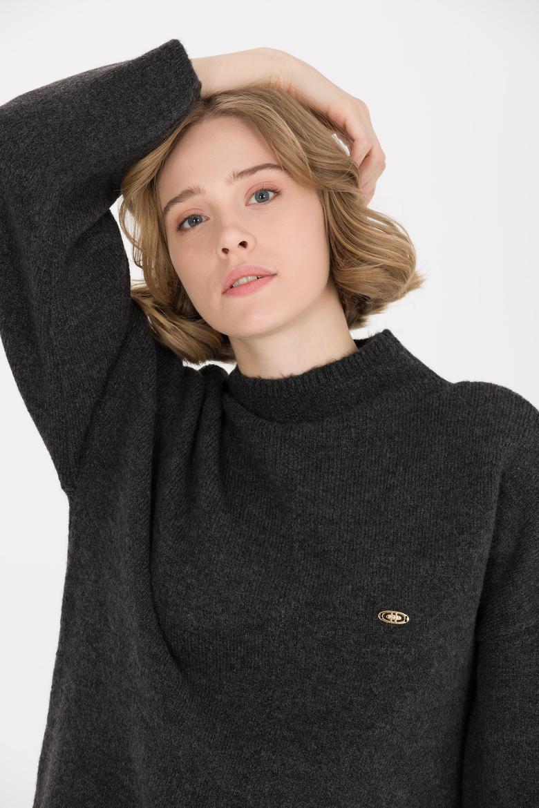 Kadın Antrasit Melanj Triko Elbise - 50253943011