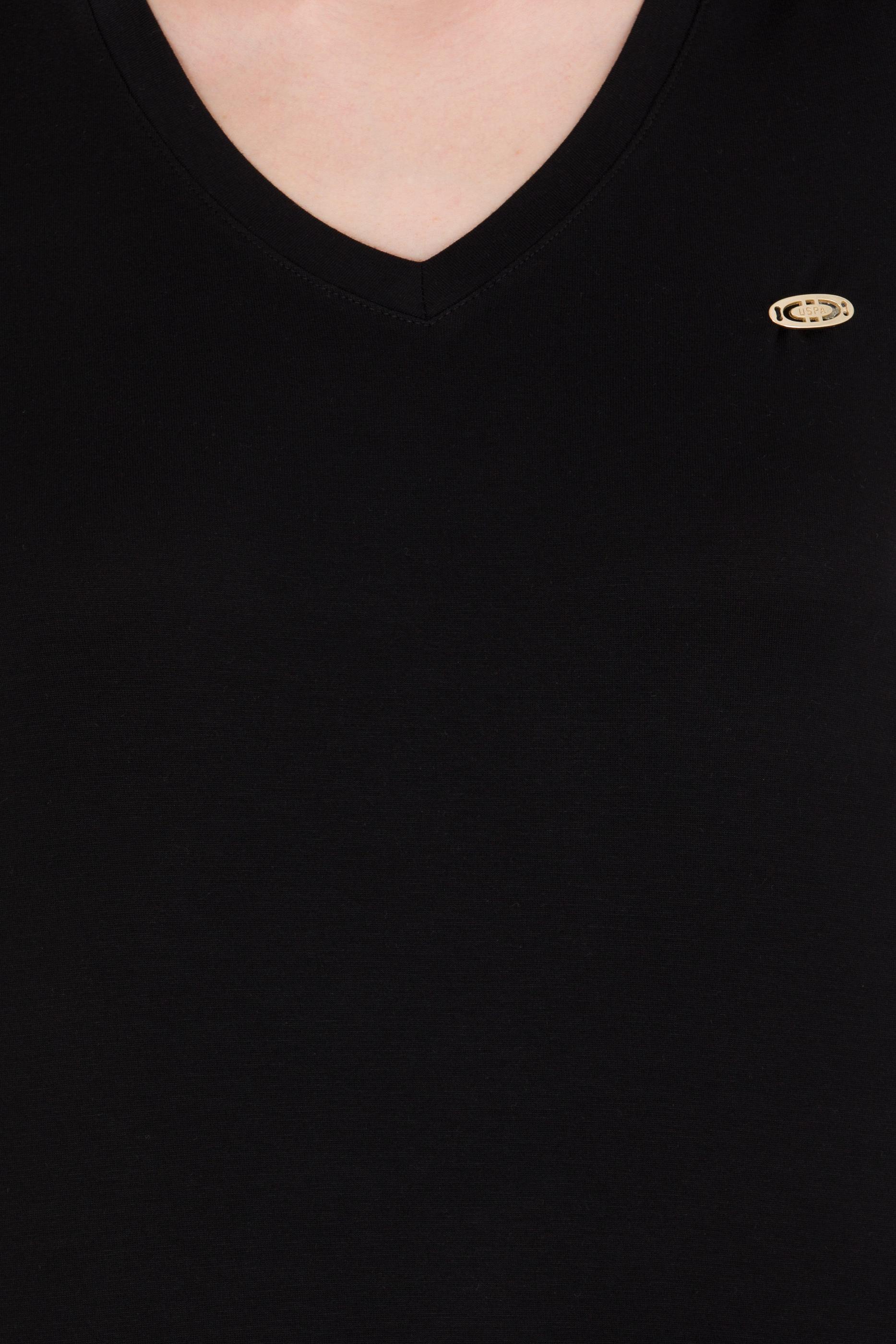 Kadın Siyah V Yaka Basic Tişört