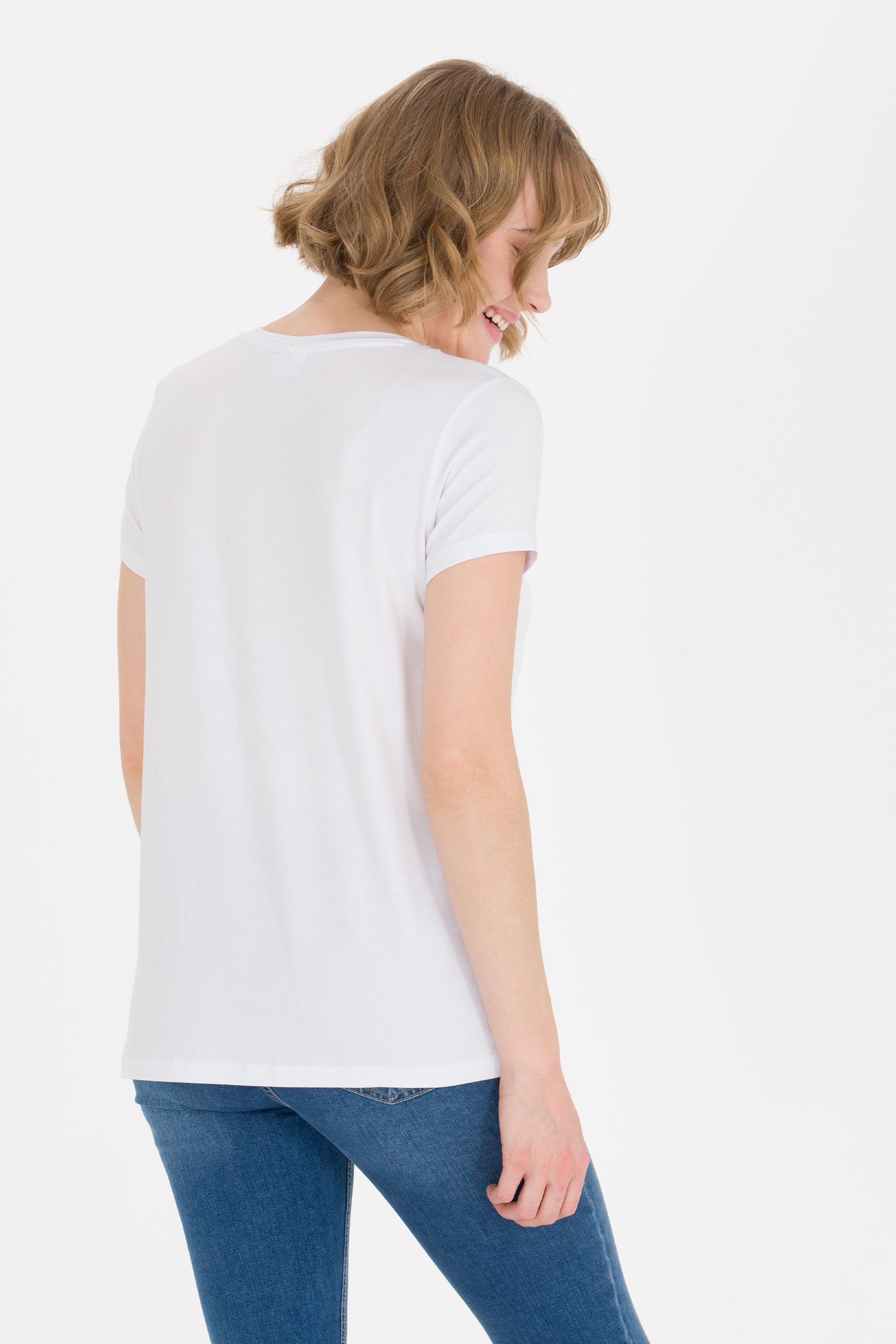 Kadın Beyaz V Yaka Basic Tişört