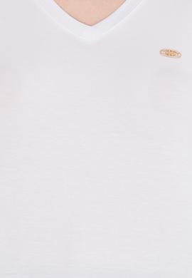 Kadın Beyaz V Yaka Basic Tişört - 50269545014