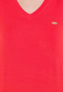 Kadın Kırmızı V Yaka Basic Tişört - 50269545017