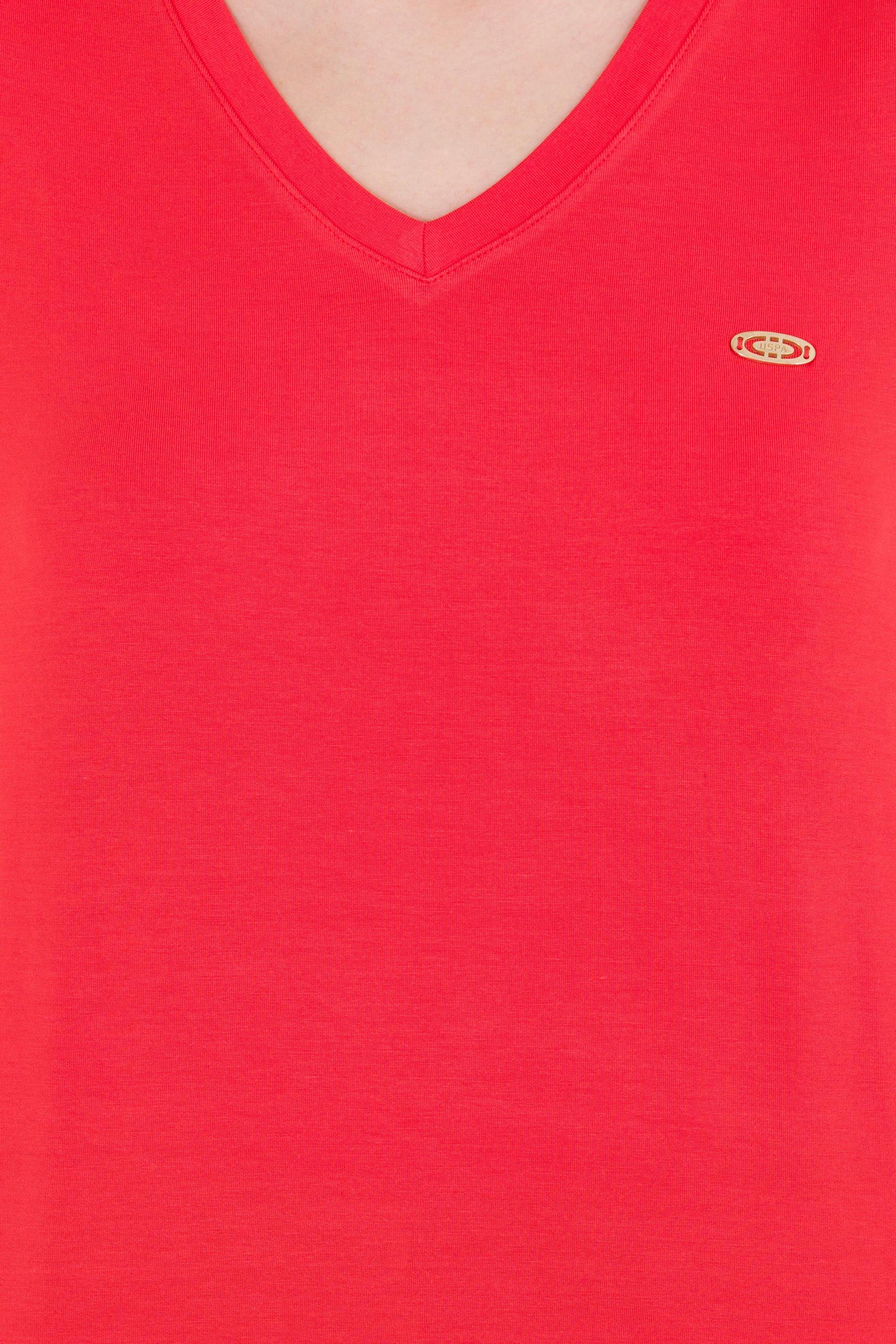 Kadın Kırmızı V Yaka Basic Tişört