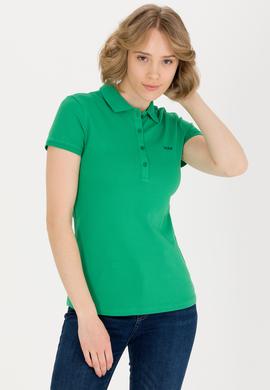 Kadın Yeşil Basic Polo Yaka Tişört - 50266348056